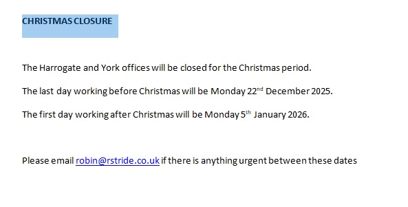 Christmas Closure 2025
